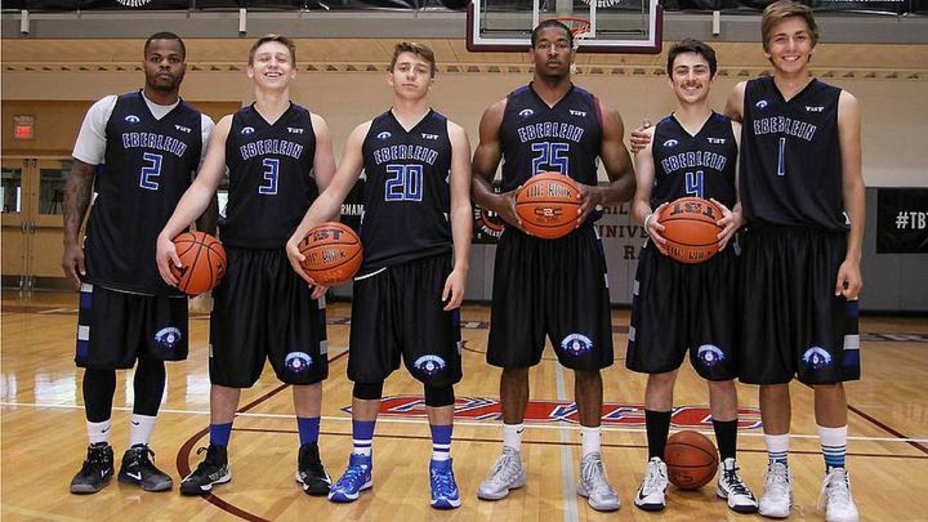 The early Eberlein Drive team lined up with basketballs
